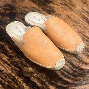 Soludos Leather Platform Espadrille slide Size 8 (Camel)